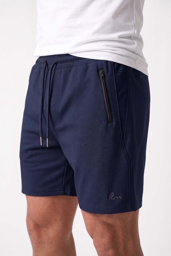 Navy Cotton Knit Shorts with Cargo Pockets - Thumbnail