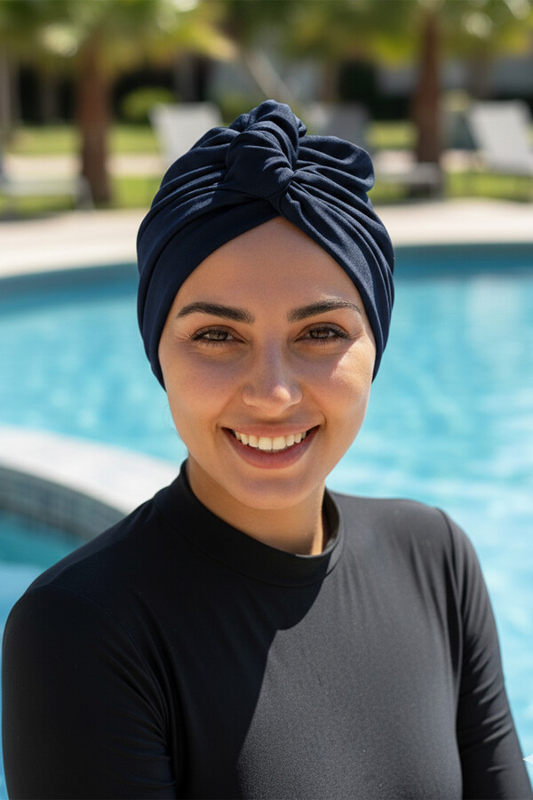 Navy Blue Double-Sided Bonnet R-987 Laci - Thumbnail