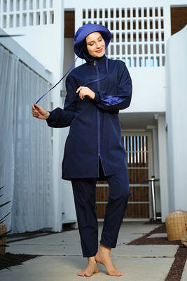 Alfasa - Navy Full-Cover Swimsuit with Hood and Tunic Style (1)