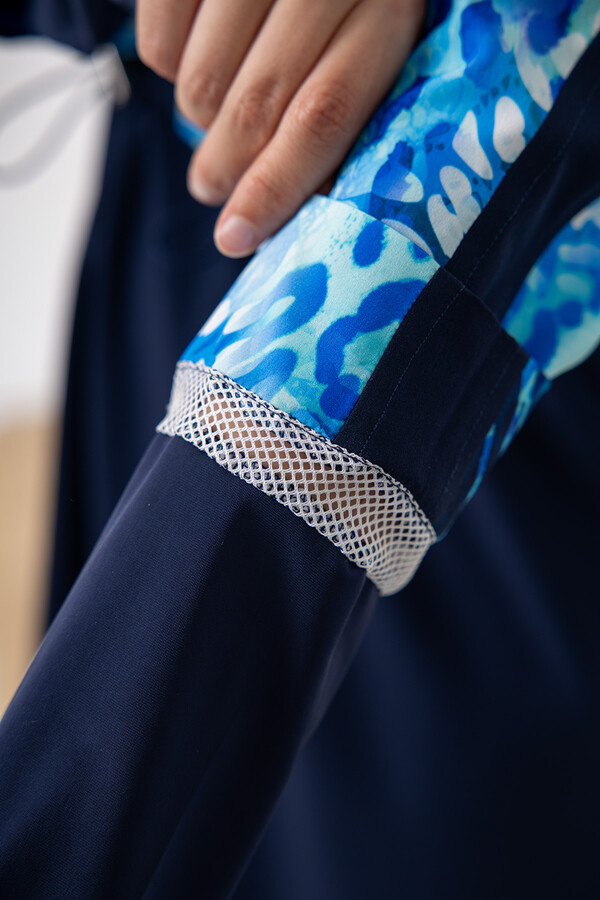 Navy Full Coverage Modest Swimsuit Set with UV Protection - Thumbnail