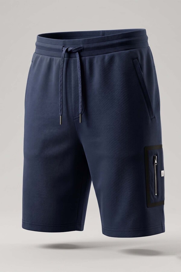 Navy Knit Casual Shorts - Thumbnail