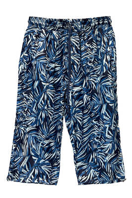 Adasea - Navy Patterned UPF 50+ Long Capri Swim Trunks K104