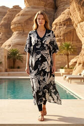Remsa - Navy Print Kaftan Pareo for Modest Swimwear