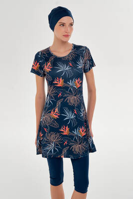 Rozamay - Short Sleeve Semi-Covered Swimwear Set (1)