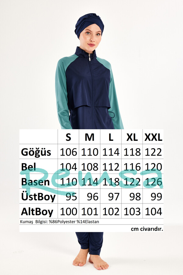 Navy Reglan Sleeve Full Coverage Modest Swimsuit Set - Thumbnail