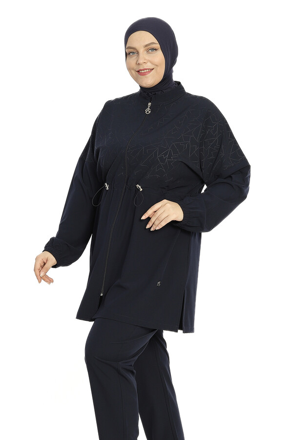Navy Sport Lycra Full Cover Modest Swimsuit Set 6291 - Thumbnail