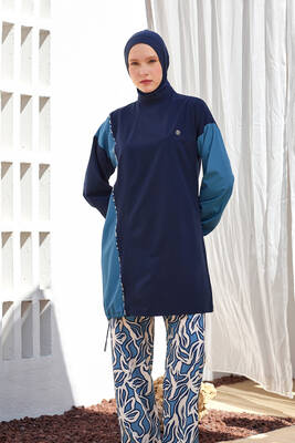 Adasea - Navy Sport Lycra Full Coverage Modest Swimsuit Set 121902