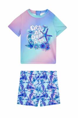 Neopy - Noly 5525 Purple UV Protective Shorts and T-shirt Girls' Baby Swimwear