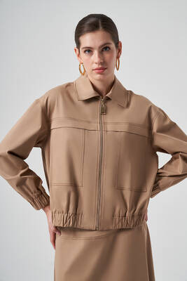 Nuss - Nuss Fermuarlı Kısa Ceket 6027 Camel (1)