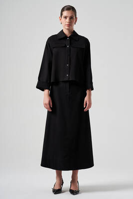 Nuss - Nuss Jacket Skirt Set 6025 - Black