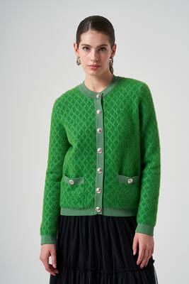 Lale Boutique - Nuss Knit Button Detail Short Cardigan 7001 Benetton (1)