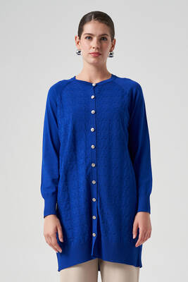 Nuss - Nuss Mercerized Knit Houndstooth Cardigan 1111 Blue