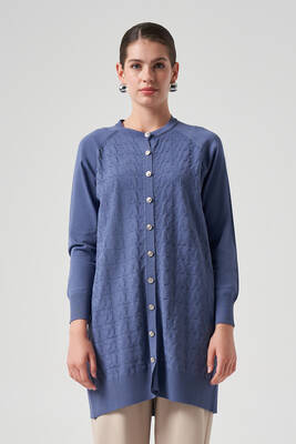 Nuss - Nuss Mercerized Knit Houndstooth Cardigan 1111 Indigo