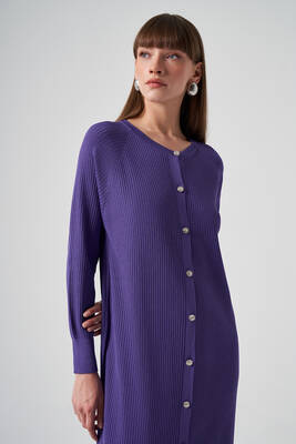 Nuss - Nuss Mercerized Striped Detail Long Cardigan 1110 Lilac (1)