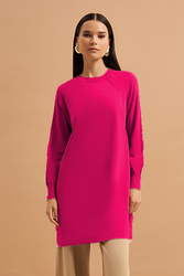 Nuss - Nuss Mercerized Wrist Detailed Basic Tunic 500 Fuchsia