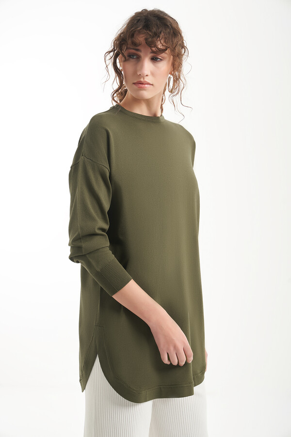 Nuss Merserize Oval Kesim Tunik 1200 Haki