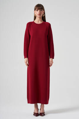 Nuss - Nuss Merserize Triko Elbise 1414 Bordo