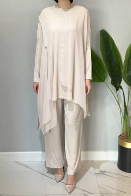 Nuss - Nuss Sheer Detail Pantsuit 3002 Beige