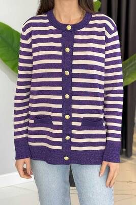Nuss - Nuss Sim Detail Cardigan 306 Purple Nuss - Nuss Sim Detail Cardigan 306 Purple