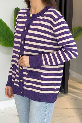 Nuss - Nuss Sim Detail Cardigan 306 Purple (1) Nuss - Nuss Sim Detail Cardigan 306 Purple (1)