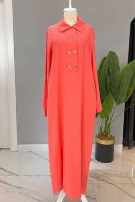 Lale Boutique - Nuss Snap Button Detail Dress 2006 Coral (1)