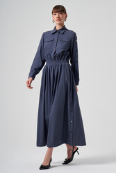 Nuss - Nuss Snap Detail Denim Dress 2002 Blue