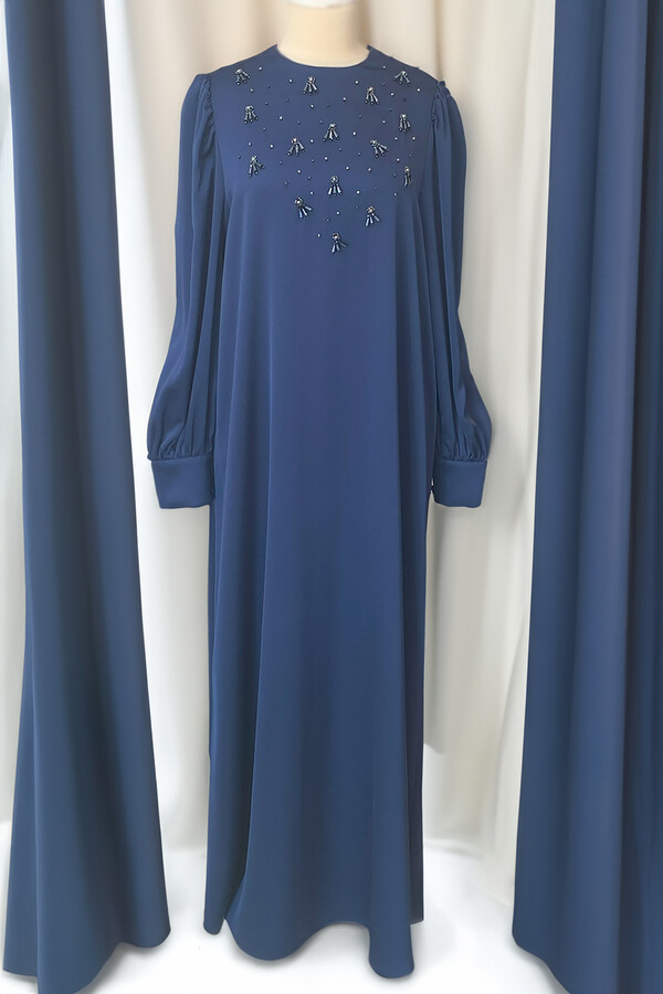 Nuss Stone Detailed Dress 2016 Navy Blue - Thumbnail