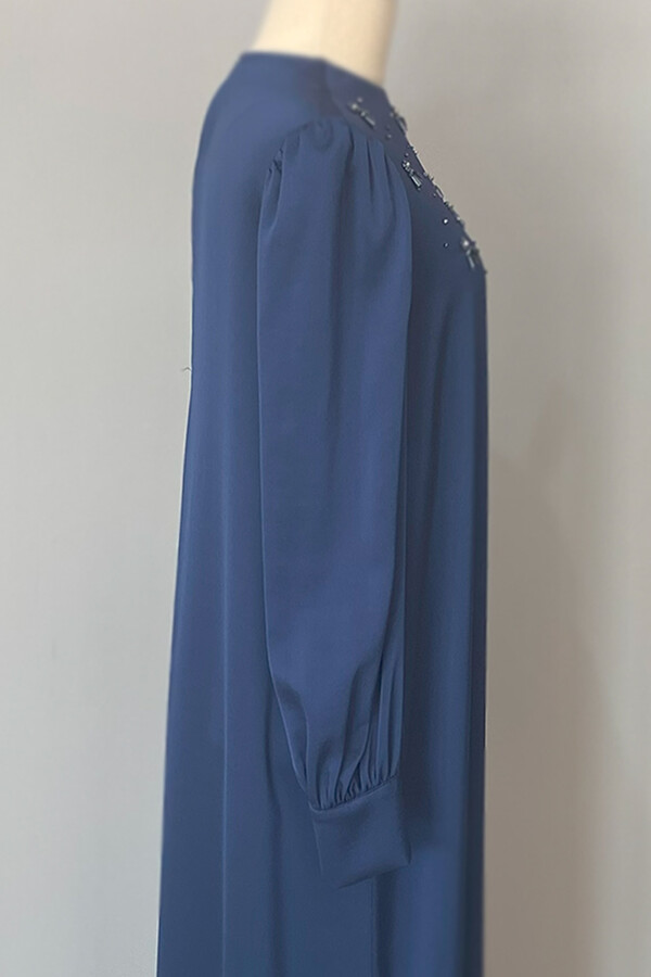 Nuss Stone Detailed Dress 2016 Navy Blue - Thumbnail