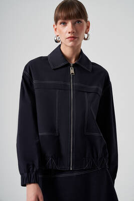 Nuss - Nuss Zippered Short Jacket 6027 - Navy Blue (1)