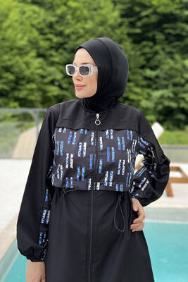 Remsa - One-Piece Parachute Full-Covered Burkini 2451 Blue Remsa - One-Piece Parachute Full-Covered Burkini 2451 Blue