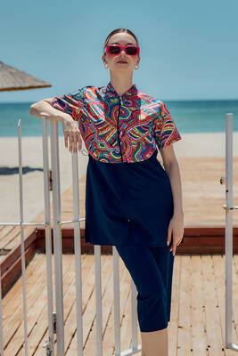 Remsa Mayo - Önü Kapaklı Paraşüt Kısa Kollu Yarı Kapalı Mayo Nurel R2601 Remsa Mayo - Önü Kapaklı Paraşüt Kısa Kollu Yarı Kapalı Mayo Nurel R2601