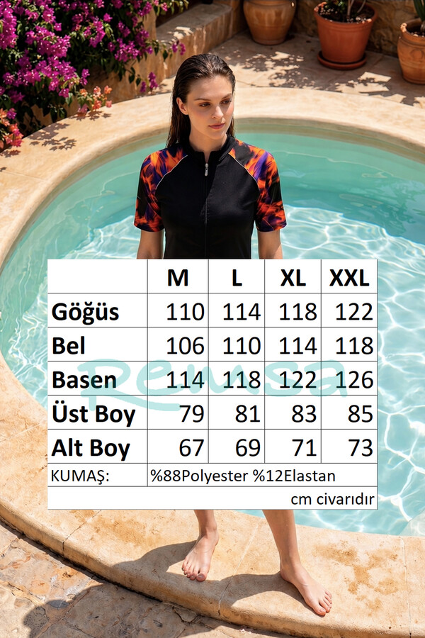 Önü Kapaklı Paraşüt Kısa Kollu Yarı Kapalı Mayo R301 - Thumbnail