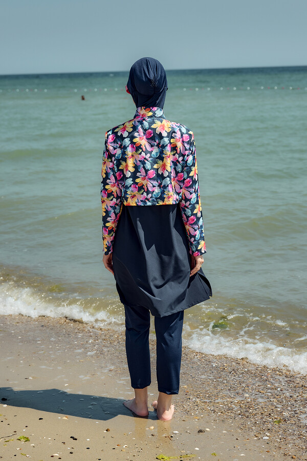 Önü Kapaklı Tam Kapalı Tesettür Mayo Lacivert09 R5209 - Thumbnail