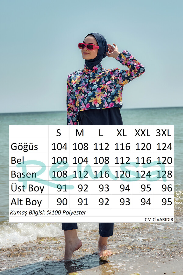 Önü Kapaklı Tam Kapalı Tesettür Mayo Lacivert09 R5209 - Thumbnail