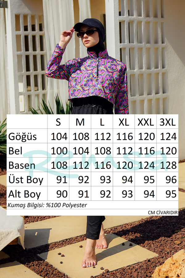 Önü Kapaklı Tam Kapalı Tesettür Mayo Siyah R5200 - Thumbnail