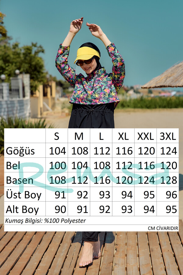 Önü Kapaklı Tam Kapalı Tesettür Mayo Siyah01 R5201 - Thumbnail