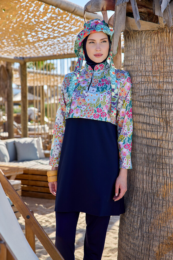 Remsa - Full-Cover Modest Swimwear Set with Tunic, Leggings, Bustier, and Swim Cap