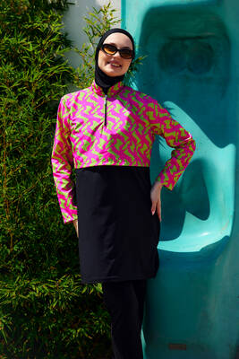 Remsa Mayo - Önü Kapaklı Tam Kapalı Tesettür Mayo Siyah04 R5204 (1)