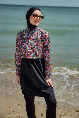 Remsa - Önü Kapaklı Tam Kapalı Tesettür Mayo Siyah07 R5207 (1)