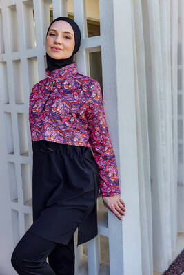 Remsa - Önü Kapaklı Tam Kapalı Tesettür Mayo Siyah10 R5210 (1)