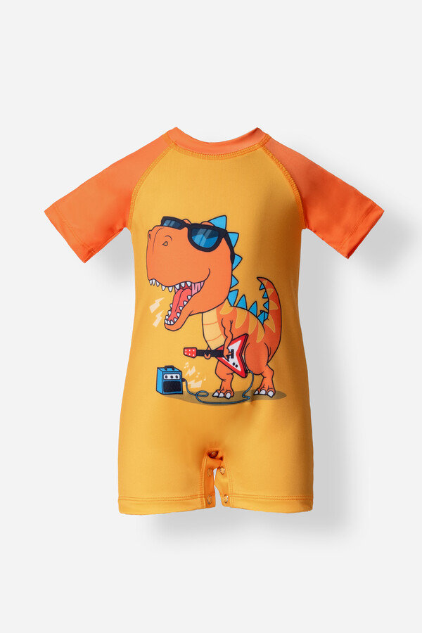 Orange Print Full-Cover Swim Tunic for Kids - Thumbnail
