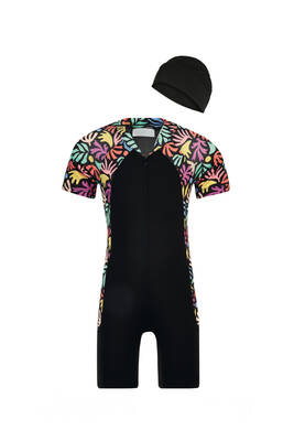 Maresiva - Overalls Short Sleeve Children's Swimming Swimsuit with Shorts Mateo 8347 Black