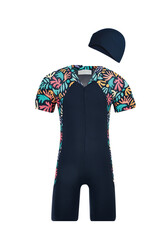 Maresiva - Overalls Short Sleeve Children's Swimming Swimsuit with Shorts Mateo 8347 Dark Navy Blue
