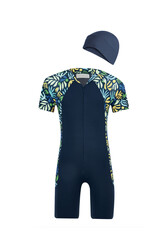 Maresiva - Overalls Short Sleeve Children's Swimming Swimsuit with Shorts Mateo 8347 Light Navy Blue
