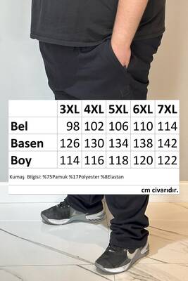 Özel Üretim Büyük Beden Ekstra Battal Pamuk Dokulu Erkek Eşofman Altı 24723 Lacivert · 4