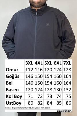 Özel Üretim Büyük Beden Ekstra Battal Pamuk Dokulu Erkek Eşofman Üstü 24723 Lacivert · 4