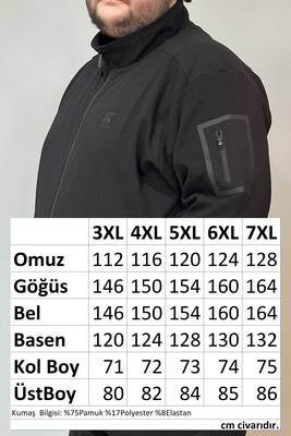 Özel Üretim Büyük Beden Ekstra Battal Pamuk Dokulu Erkek Eşofman Üstü 24723 Siyah · 4