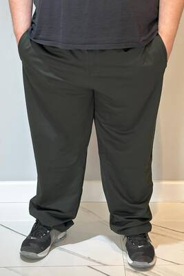 Remsa - Özel Üretim Büyük Beden Paçası Düz Beli Lastikli 3 Cepli Ekstra Battal Erkek Eşofman Altı 24700 Haki