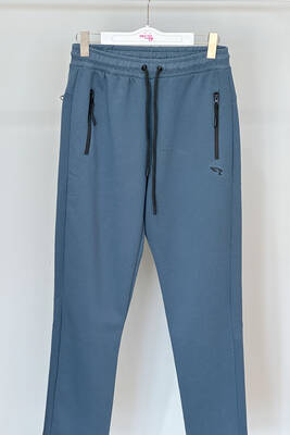 Remsa - Paçası Düz Beli Lastikli 3 Cepli Şardonlu Erkek Eşofman Altı 7088 İndigo (1)