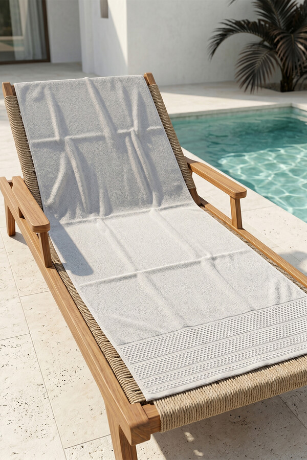 Pamuklu Deniz Havuz Plaj Banyo Havlusu 02 Gri - Thumbnail